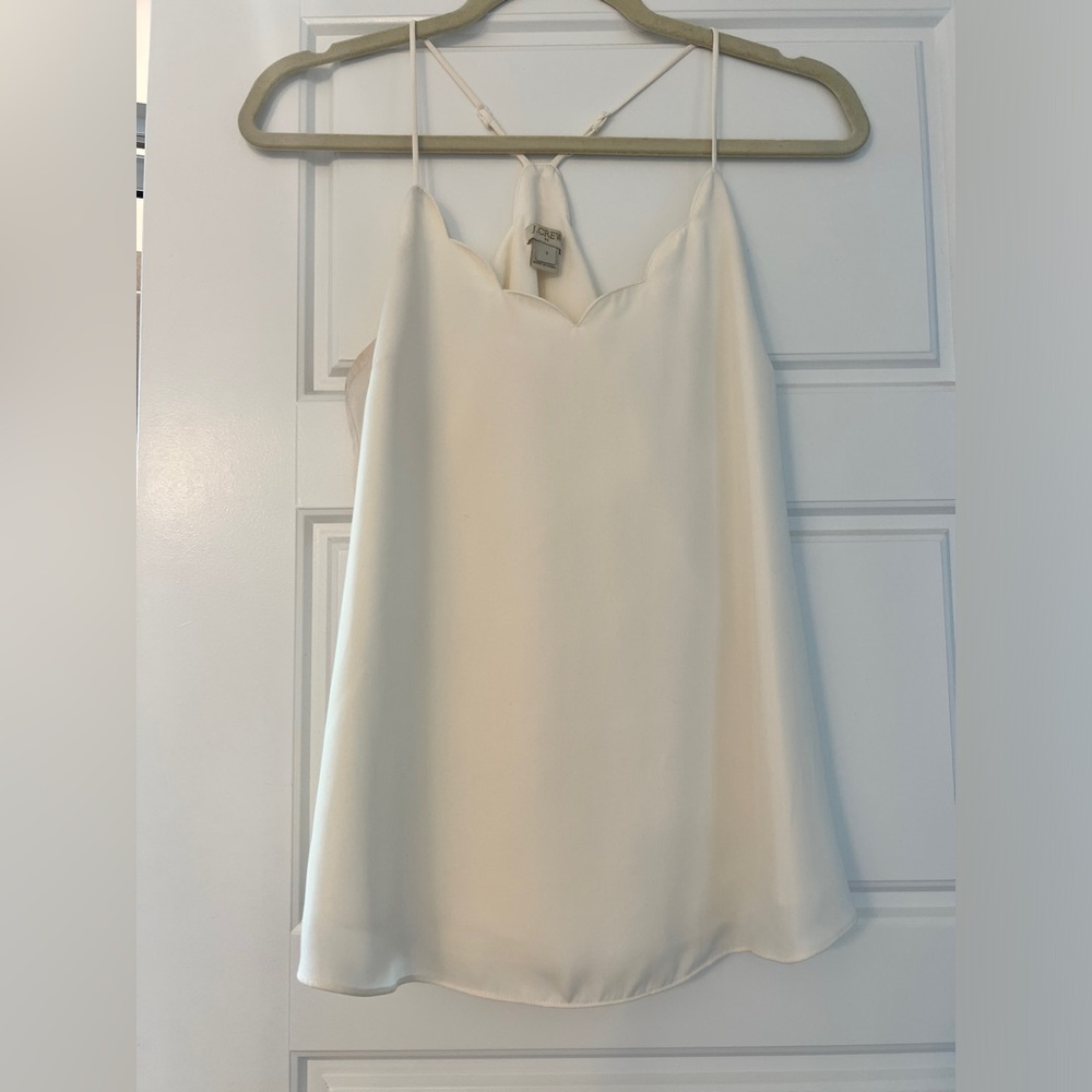 J Crew White Scallop Tank